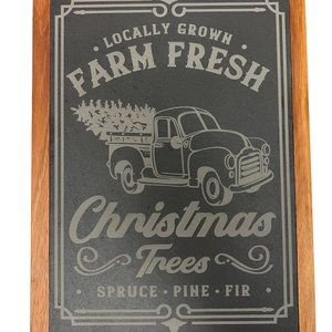 FARM FRESH Personalized Acacia Wood/Slate Cutting Board
